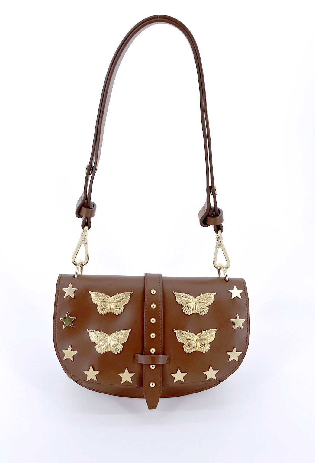 Sac à bandoulière création française STAR BROWN ANSE COURTE